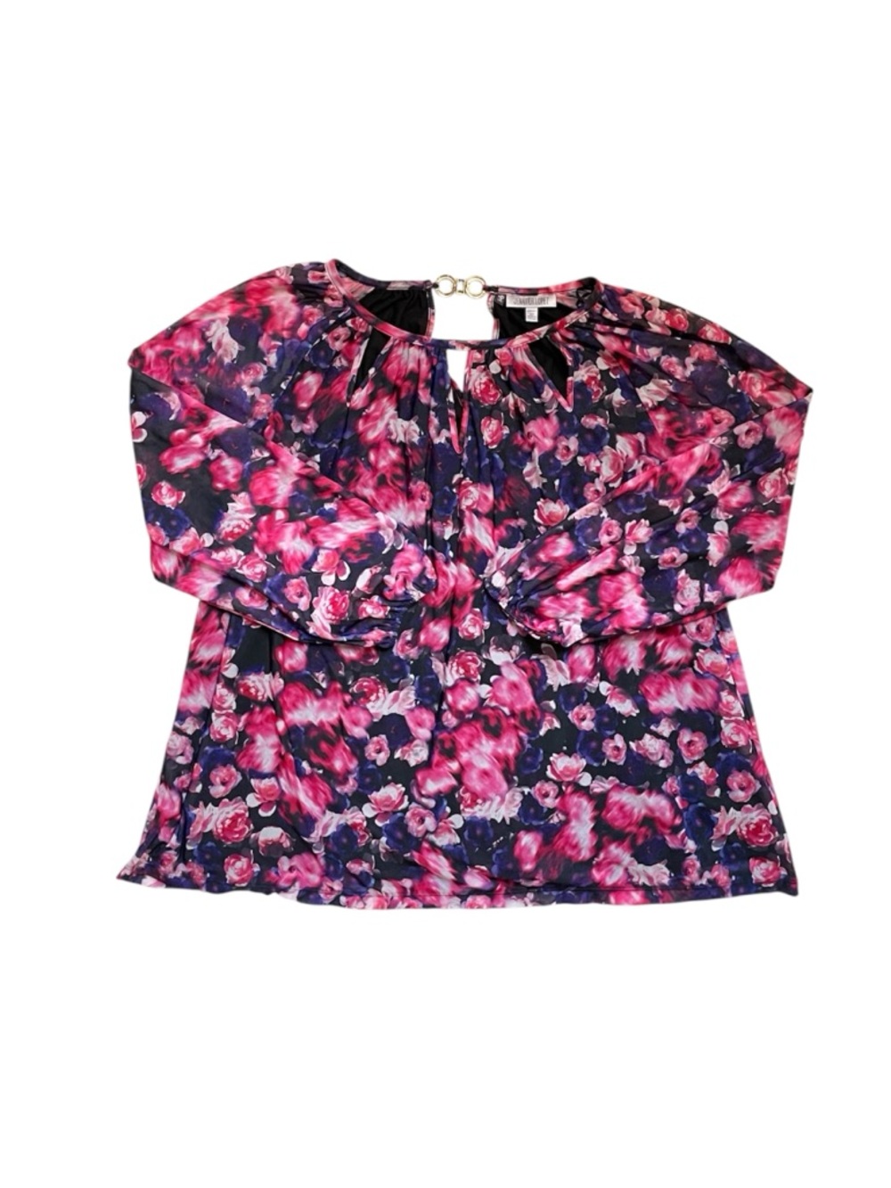 Jennifer Lopez women’s plus size rose print purple pink multicolor top